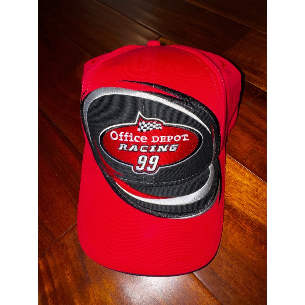 Team Caliber Office Depot Racing 99 Hat Mens OSFA Red Excellent NASCAR Cap